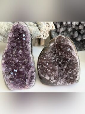 Lot of two small amethyst cut base specimens from Uruguay